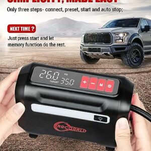 ROCGORLD R8 Tire Inflator Portable Air Compressor, DC 12V Air Compressor Portable with Large Dual Digital Screen, 3X Faster Inflation Air Pump for Car, Bike, Ball, Motor