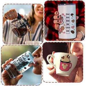 GUNKY UV DTF Cup Wrap, 9Sheets Coffee Theme Rub on Transfers for Crafting 16OZ Libbey Glass Cups Wrap Transfer Stickers Decals Waterproof Crafts Vintage, Pink