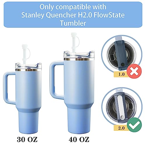 10 Pieces Spill Stopper for Stanley 40 oz/ 30 oz Tumbler with Handle, Silicone Leak Stopper Compatible with Stanley Quencher H2.0 FlowState Tumbler 40 oz for Leak Proof