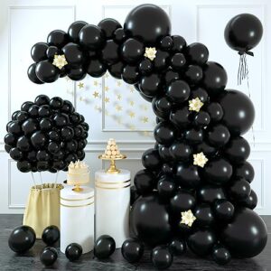 ponamfo black balloons garland kit - 154 pcs 5/10/12/18 inch latex balloon arch kit as birthday party balloons gender reveal balloons baby shower balloons wedding anniversary bridal shower party