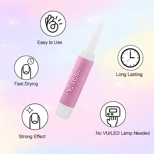 Strong Nail Glue for Press on Nails, 12Pcs Professional Nail Glue, Nail Glue for Acrylic Nails, Nail Tips, Broken Nail, Long Lasting Nail Bond Glue, Nail Adhesive Glue for False Nail Tips