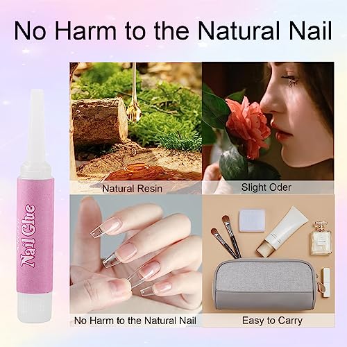 Strong Nail Glue for Press on Nails, 12Pcs Professional Nail Glue, Nail Glue for Acrylic Nails, Nail Tips, Broken Nail, Long Lasting Nail Bond Glue, Nail Adhesive Glue for False Nail Tips