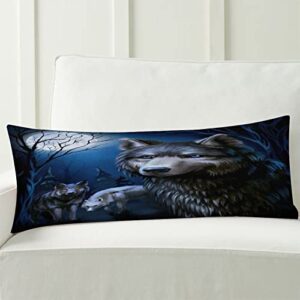 Body Pillow Cover,Wolf Printed Long Pillow Cases Protector with Zipper Decor Soft Large Covers Cushion for Beding,Couch,Sofa,Home Gift 20"x54"