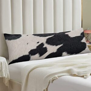 body pillow cover,cowhide hair cow skin black white printed long pillow cases protector with zipper decor soft large covers cushion for beding,couch,sofa,home gift 20"x54"