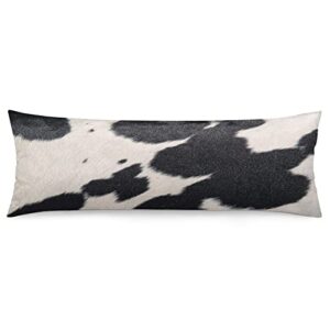 Body Pillow Cover,Cowhide Hair Cow Skin Black White Printed Long Pillow Cases Protector with Zipper Decor Soft Large Covers Cushion for Beding,Couch,Sofa,Home Gift 20"x54"