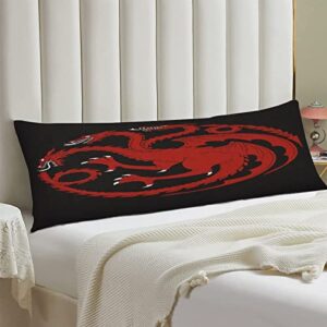 body pillow cover,red dragon stark bolton got khaleesi daenerys printed long pillow cases protector with zipper decor soft large covers cushion for beding,couch,sofa,home gift 20"x54"