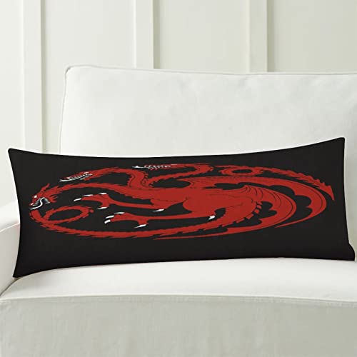 Body Pillow Cover,Red Dragon Stark Bolton Got Khaleesi Daenerys Printed Long Pillow Cases Protector with Zipper Decor Soft Large Covers Cushion for Beding,Couch,Sofa,Home Gift 20"x54"