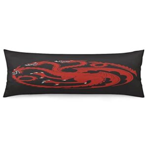 Body Pillow Cover,Red Dragon Stark Bolton Got Khaleesi Daenerys Printed Long Pillow Cases Protector with Zipper Decor Soft Large Covers Cushion for Beding,Couch,Sofa,Home Gift 20"x54"