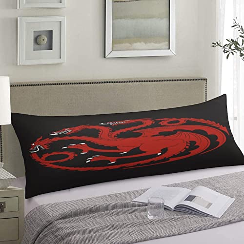 Body Pillow Cover,Red Dragon Stark Bolton Got Khaleesi Daenerys Printed Long Pillow Cases Protector with Zipper Decor Soft Large Covers Cushion for Beding,Couch,Sofa,Home Gift 20"x54"