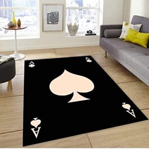 Ace of Spades Playing Card Poker Retro Casino Las Vegas Man Cave Area Rug for Living Room Bedroom Playroom Dining Room Kids Playing Mat (5’ 3” X 7’ 3”)