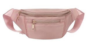 cute fanny pack for women cross body,fashion waist bag pack,belt bag for travel walking running hiking cycling,easy carry any phone,wallet (pink,gold zipper)