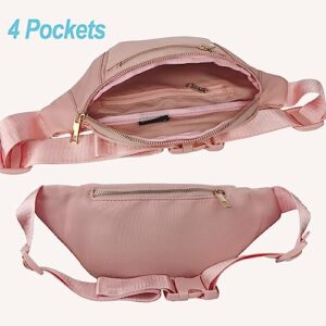 Cute Fanny Pack for Women Cross body,fashion Waist Bag Pack,Belt Bag for Travel Walking Running Hiking Cycling,Easy Carry Any Phone,Wallet (Pink,Gold zipper)