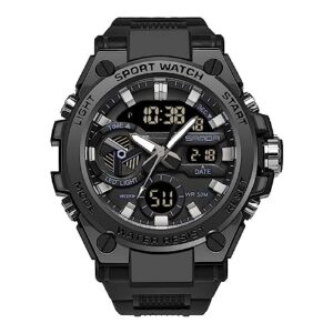 kxaito men's watches sports outdoor waterproof military watch date multi function tactics led alarm stopwatch (3311 black)