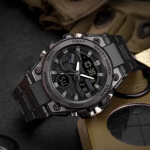 KXAITO Men's Watches Sports Outdoor Waterproof Military Watch Date Multi Function Tactics LED Alarm Stopwatch (3311 Black)