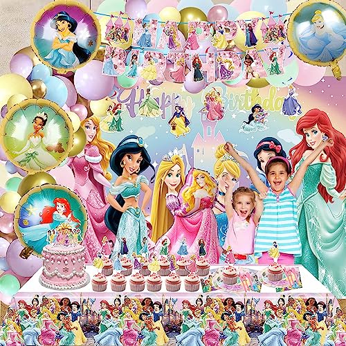 251 Pcs Princess Birthday Decorations, Princess Birthday Party Supplies ...