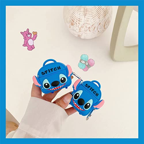 OINbxw Stitch Backpack Case for Airpods 2/1 Soft Silicone Airpods Charging case with Lanyard Keychain 3D Cute Fashion Funny Cartoon Shoulder Bag Design Protective Cover for Women Girls Airpod 2 case