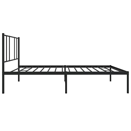 vidaXL Sturdy Steel Bed Frame - Single Bed, Headboard Included, Extra Under Bed Storage Space, Optimal Mattress Support, Easy Assembly, Black Finish 39.4"x74.8"