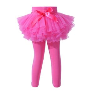 elamccor baby girls tutu leggings infant toddler ankle length skirted pants footless tights 0 months-5t hot pink