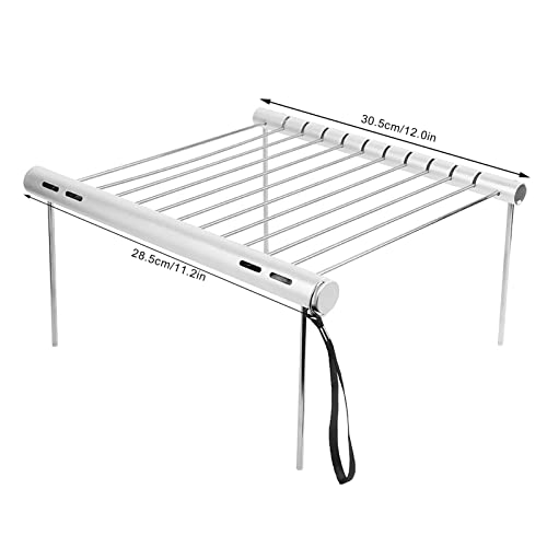 Portable Stainless Steel Burner Bracket,BBQ Grill, 12in Foldable Outdoor Gas Stove Pot Rack, Heat Resistance Burner Stove Stand with Screw Sleeve for Camping Barbecue Cooking Party