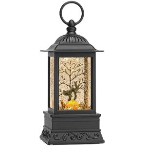 halloween snow globe, halloween decorations for home, glittering lighted lantern black cat fall autumn decor