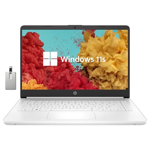 HP 2022 Stream 14'' HD Laptop, Intel Celeron N4020 Dual-core Processor, 4GB DDR4 RAM, 64GB eMMC, 1 Year Office 365, Webcam, HDMI, Windows 10S, White, 32GB SnowBell USB Card