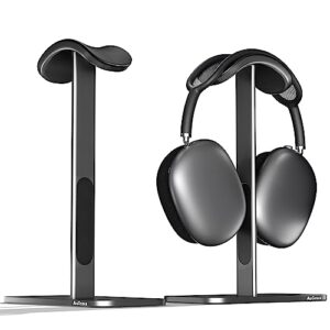 magrnce headphone stand for airpods max with sleep mode aluminum headphone holder with anti-slip base & protective leather pad for home/game room/shop headphone storage/display (dark grey)