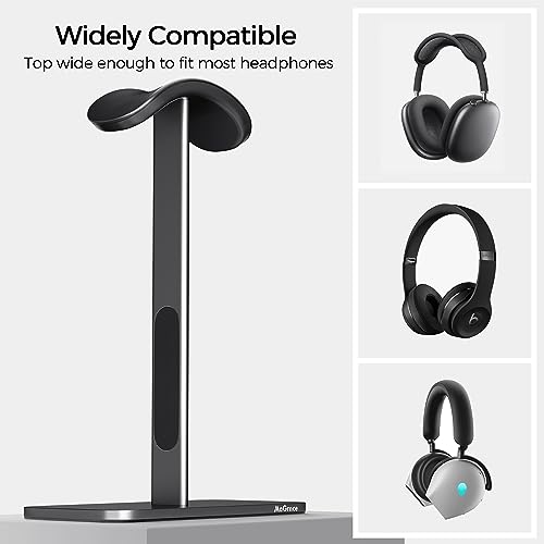 MaGrnce Headphone Stand for Airpods Max with Sleep Mode Aluminum Headphone Holder with Anti-Slip Base & Protective Leather Pad for Home/Game Room/Shop Headphone Storage/Display (Dark Grey)