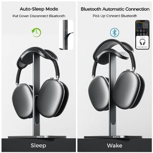 MaGrnce Headphone Stand for Airpods Max with Sleep Mode Aluminum Headphone Holder with Anti-Slip Base & Protective Leather Pad for Home/Game Room/Shop Headphone Storage/Display (Dark Grey)