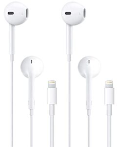 case logic apple earbuds headphones wired lightning connector,2 pack [apple mfi certified](built-in microphone & volume control) iphone earphones iphone 14/13/12/se/11/xr/xs/x/8/7-all ios, white