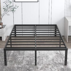 cieemine 18 inch full size metal bed frame, heavy duty steel slat mattress foundation,no box spring needed, easy assembly, noise-free,black