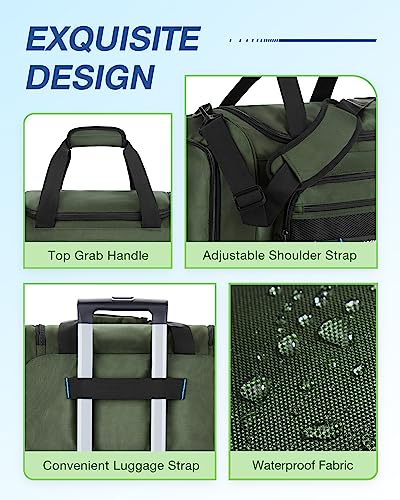 Gym Bag for Men & Women, BAGSMART Sports Travel Duffel Bag Carry-on Bag, Lightweight Weekend Overnight Bag with Shoe Compartment & Wet Pocket, Water-resistant Workout Duffle Bag for Travel Gym -Green