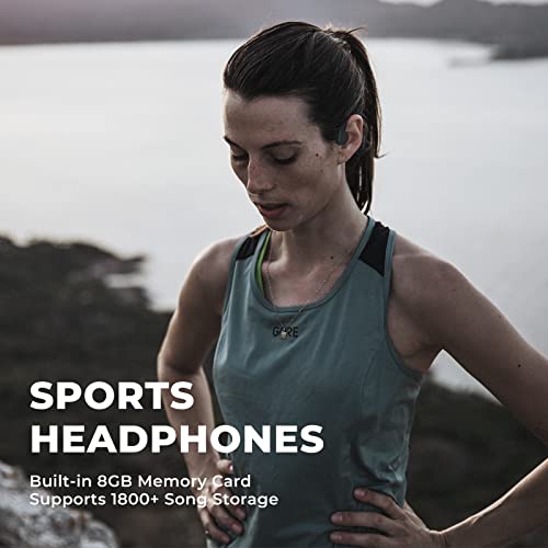 Swimming Headphones Bone Conduction Headphones Bluetooth 5.3 Wireless IPX8 Waterproof Headphones Open Ear Sports Earphones with Mic, Waterproof Wireless headset for Workout, Hiking, Diving, Cycling