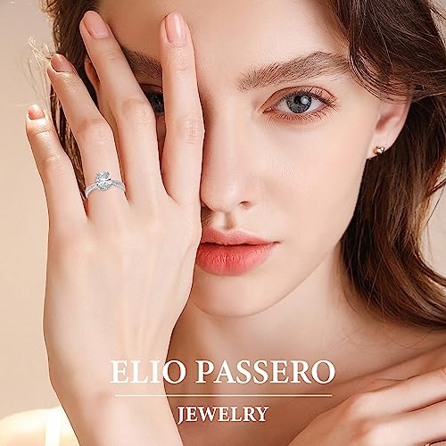 Elio Passero Engagement Rings,S925 Sterling Silver Solitaire 3CT CZ Engagement Rings Round/Oval/Pillow-shaped/Rectangular Promise Engagement Wedding Bands with Side Stones for Women Couple Rings Size4-10