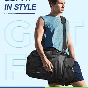 Gym Bag for Men & Women, BAGSMART Sports Travel Duffel Bag Carry-on Bag, Lightweight Weekend Overnight Bag with Shoe Compartment & Wet Pocket, Water-resistant Workout Duffle Bag for Travel Gym -Black