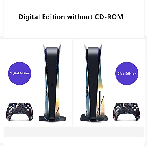 Vinyl Stickers for Playstation 5 Console and Controller Skins,Digital Version, Wrap Decal Cover Protective Accessories Style E