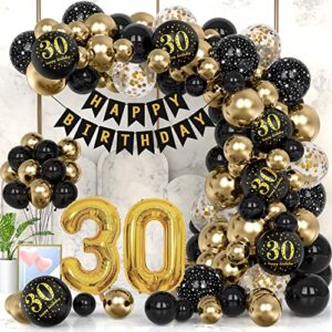 30th birthday decoration kit for boy girl black gold balloon 30th birthday balloons party decorations happy birthday banner garland arch 30th birthday confetti balloons birthday party (30th)
