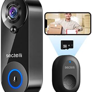 sectelli 2023 Enhanced Doorbell Camera Wireless, Support WiFi at 5GHz Mixed with 2.4GHz, Support Link to Alexa Speaker, 1080P Video, 2-Way Audio,Battery Powered,Smart Video Doorbell