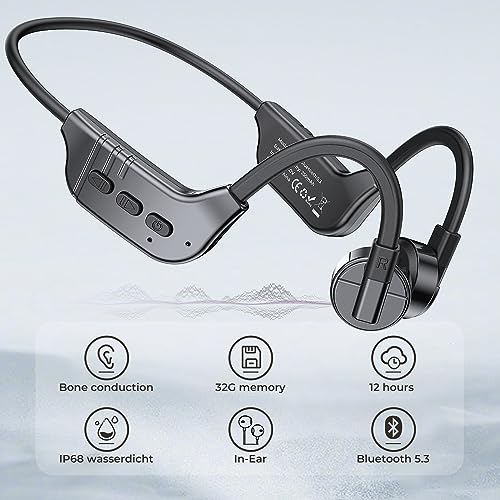 fojep 3-in-1 Bone Conduction Headphones for Swimming/Waterproof, Open Ear Bluetooth Headphones, Wireless Earphones Sport Earbuds with Built-in MP3 Player 32G Memory for Running, Cycling, Hiking, Gym