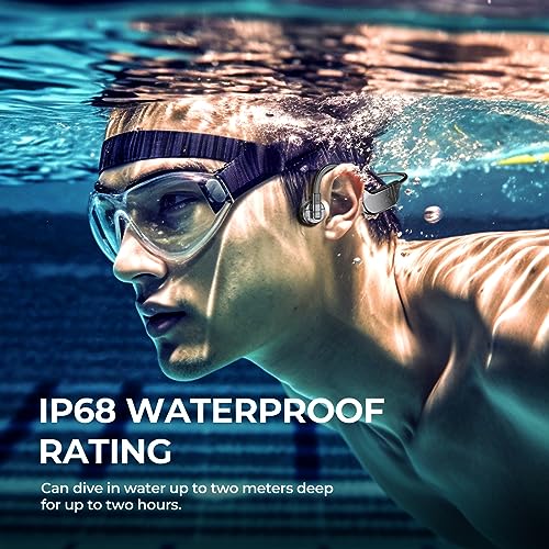 fojep 3-in-1 Bone Conduction Headphones for Swimming/Waterproof, Open Ear Bluetooth Headphones, Wireless Earphones Sport Earbuds with Built-in MP3 Player 32G Memory for Running, Cycling, Hiking, Gym