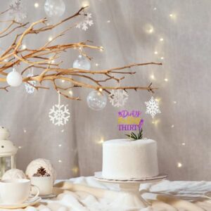 Dirty Thirty Cake Topper, Happy 30th Birthday Cake Topper, Purple & Gold Glitter Cake Decor for Thirty Birthday Party, Cheers to 30 Years Old Birthday Party Decorations