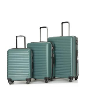 travelhouse hardshell luggage 3 piece set suitcase pp with spinner wheels and tsa lock 20in 24in 28in women business and student suitcase set(dark green)