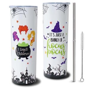 Yuzlin Witch Tumbler with Lid and Straw Halloween Coffee Travel Mugs Witch Stuff Merchandise Cups Halloween Skinny Tumbler Halloween Insulated Stainless Steel Tumbler 20OZ