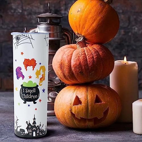 Yuzlin Witch Tumbler with Lid and Straw Halloween Coffee Travel Mugs Witch Stuff Merchandise Cups Halloween Skinny Tumbler Halloween Insulated Stainless Steel Tumbler 20OZ