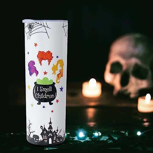 Yuzlin Witch Tumbler with Lid and Straw Halloween Coffee Travel Mugs Witch Stuff Merchandise Cups Halloween Skinny Tumbler Halloween Insulated Stainless Steel Tumbler 20OZ