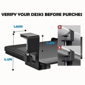 VONDETYR Clamp-on Rotating Computer Keyboard and Mouse Tray, Slide Out with Sturdy C-Clamp Mount,Ergonomic Typing, Black