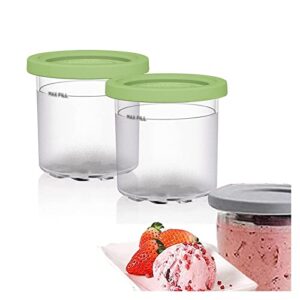 ghqyp creami pint containers, for ninja ice cream maker cups, creami pints airtight and leaf-proof for nc301 nc300 nc299am series ice cream maker,green-2pcs