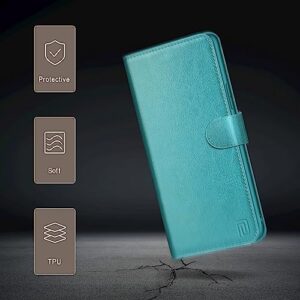 DJBull 2-in-1 Detachable for Samsung Galaxy S21 Wallet case with Credit Card Holder【RFID Blocking】,Flip Folio Book PU Leather Protective Cover Women Men for Samsung S21 Phone case Blue Green