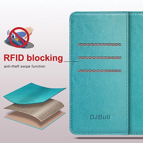 DJBull 2-in-1 Detachable for Samsung Galaxy S21 Wallet case with Credit Card Holder【RFID Blocking】,Flip Folio Book PU Leather Protective Cover Women Men for Samsung S21 Phone case Blue Green