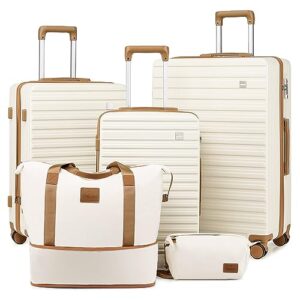 imiono luggage sets 3 piece,hardside suitcase set with spinner wheels,lightweight travel carry on luggage set clearance with tsa lock（20/24/28,white）
