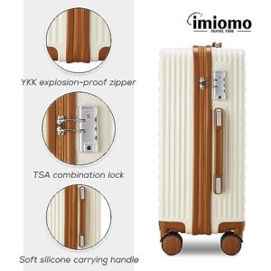 imiono Luggage Sets 3 Piece,Hardside Suitcase Set with Spinner Wheels,Lightweight Travel Carry on Luggage set Clearance with TSA Lock（20/24/28,White）